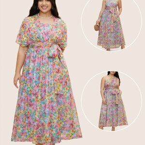 BloomChic Everywhere Dress - Colored Floral Belted Dress XL us 14